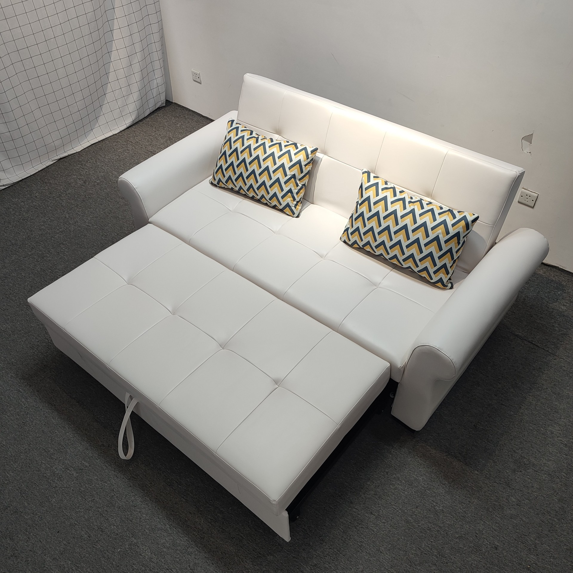Art de cuero multifuncional moderno simple sofá cama plegable en la sala de estar dormitorio 1 apartamento pequeño tipo de casa peinado