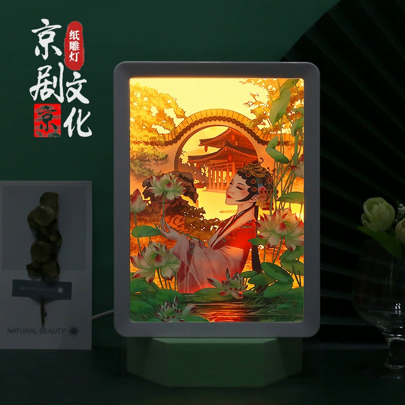 Творческий новый странный практичный usb ночник цвет силуэт бумага 3d свет и тень бумажная лампа