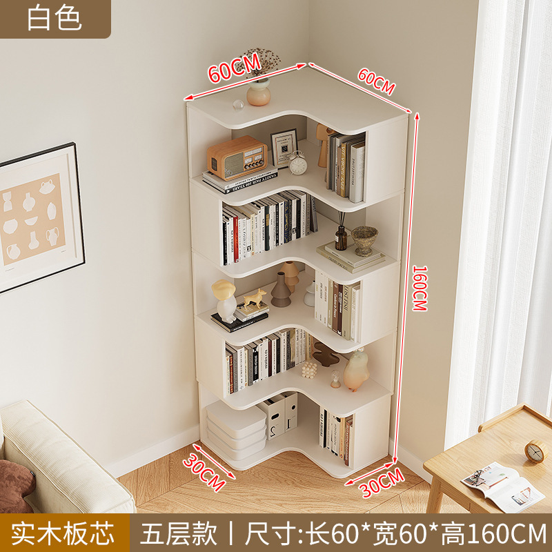 壁掛け多層収納キャビネット本棚床置き学生ホームコーナーキャビネットリビングルーム無垢材コーナー本棚収納ラック|undefined