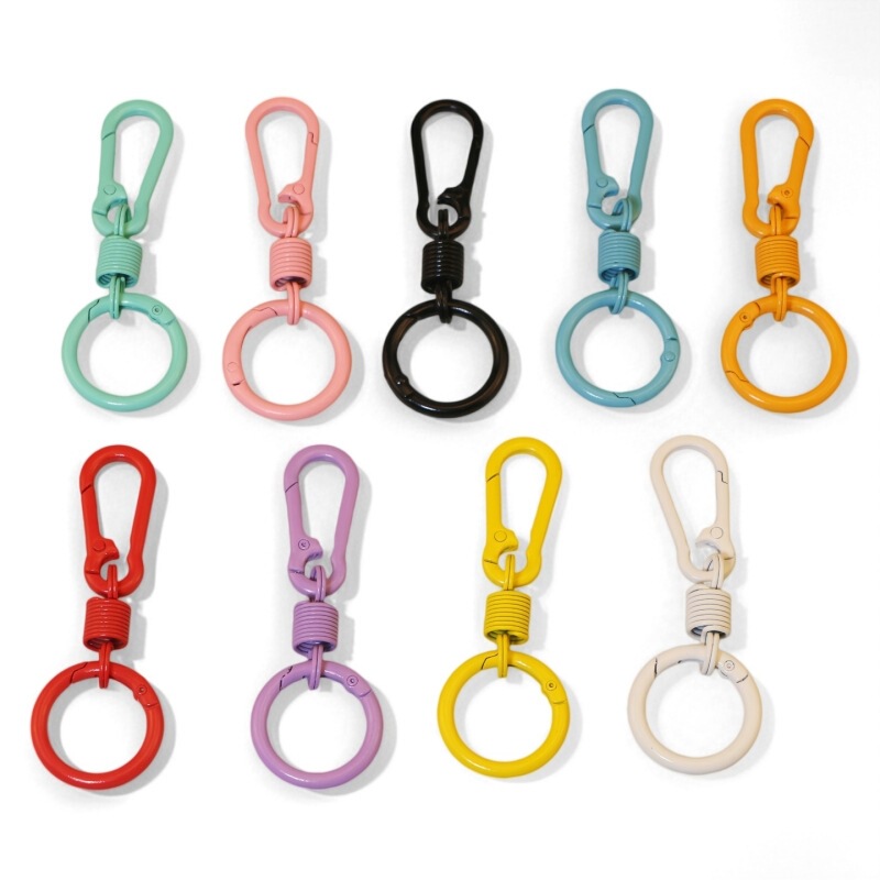 Colorful Spring Ring Three-Piece Set Keychain DIY Accessories Carabiner Creative Car Bag Pendant Wholesale Colorful Spring Ring Three-Piece Set Keychain DIY Accessories Carabiner Creative Car Bag Pendant Wholesale