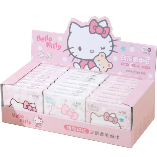 Sanrio Cute Print Facial Tissue Napkin Carrying Pack with Kitty Cat and Pochaco, 40 Sheets, Original Pulp
