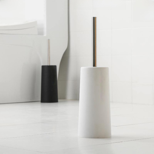 New bathroom cleaning brush set: thickened plastic and stainless steel handle with base, perfect for toilet and bathroom tasks
