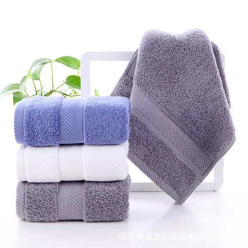 Pure Cotton Towel Bath Towel Thick Soft Absorbent Embroidered Logo Hot Selling Style Dropshipping Label Combination Set