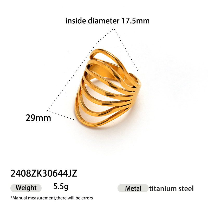 Anillo de acero inoxidable europeo y americano Tena Diseño de nicho femenino Anillo de apertura irregular retorcido Acero de titanio Joyería explosiva Mujer