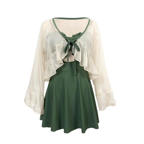 [Hot Selling] 2024 New Swimsuit for Women Conservatively Covers Belly and Looks Slim Hot Spring Super Fairy Ins Set Long Sleeve