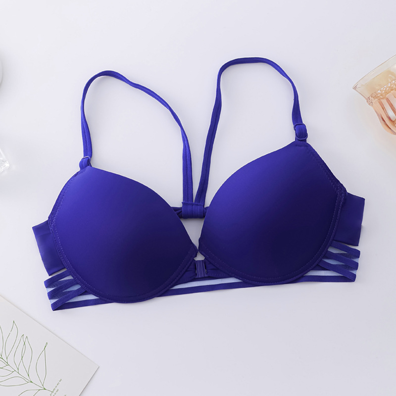 Verano nuevo sin anillo de acero frontal hebilla reunida sujetador sexy belleza de espalda ropa interior de moda de chicas sujetador de espalda abierta