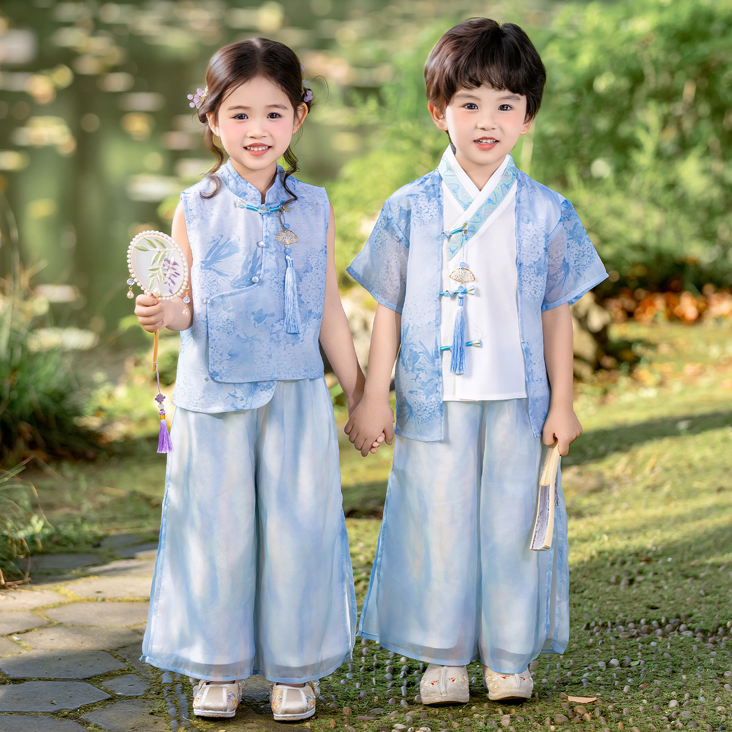 儿童新中式兰花国风表演服夏季幼儿园汉服古诗词朗诵服六一演出服