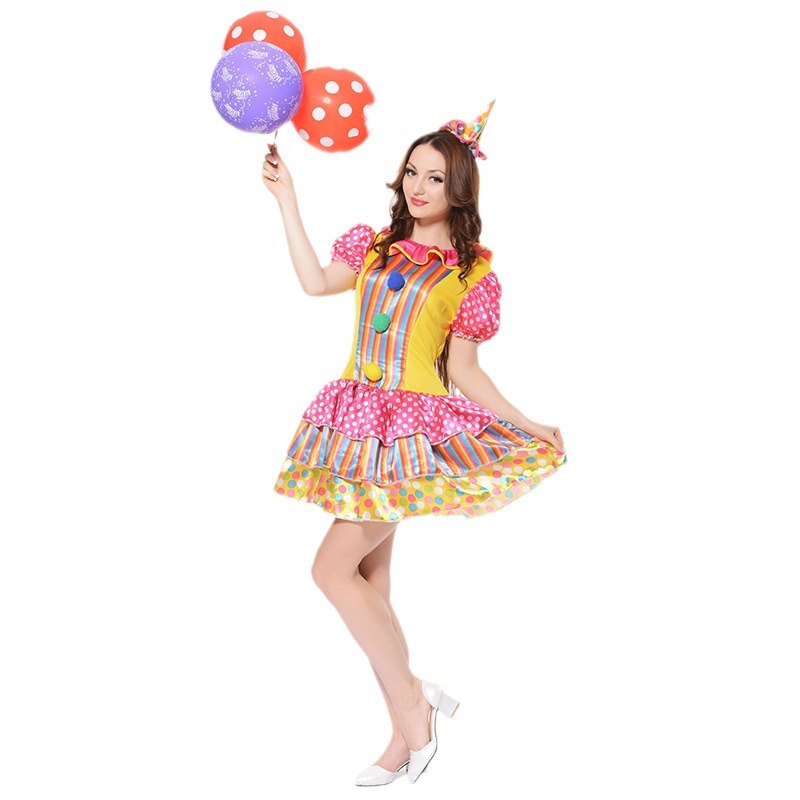 Las mujeres adultas fiesta feliz traje de circo payaso carnaval Parque de Atracciones payaso