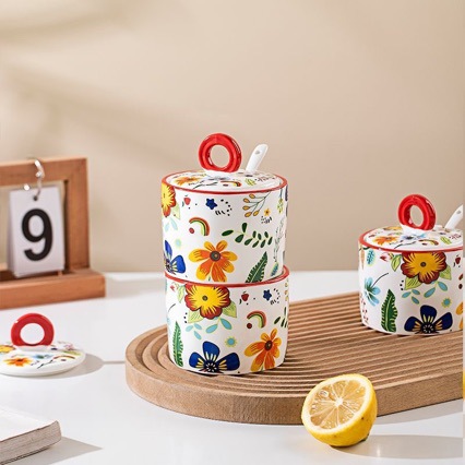 Nordic Style April High-Appearance Ceramic Household Seasoning Jar with Lid