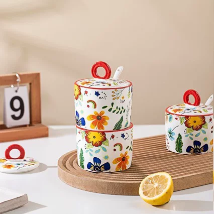 Nordic Style April High-Appearance Ceramic Household Seasoning Jar with Lid