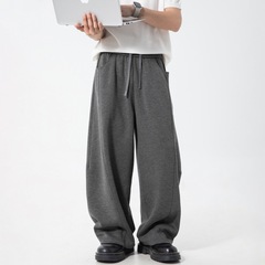 分割拼接テクスチャーカジュアルパンツ メンズ 秋新作 ゆったりシルエット ベンダーソーンパンツ ドレープ感 ルーズフィット アメリカンスポーツウェアパンツ