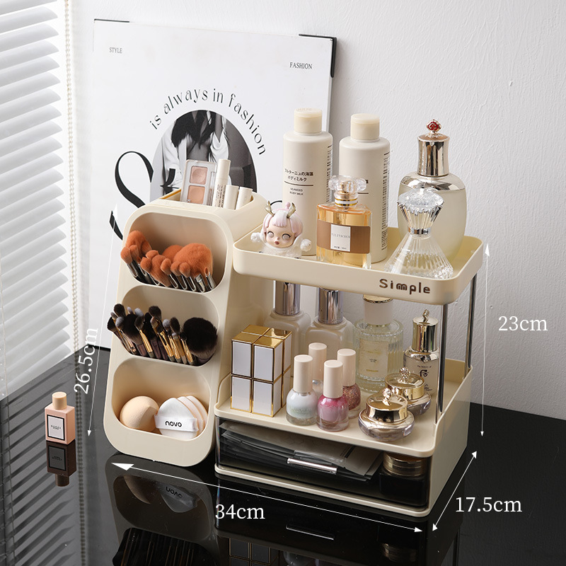 Caja de almacenamiento de cosméticos de alta calidad, estante de escritorio de gran capacidad para productos de cuidado de la piel, caja de almacenamiento de partición multifuncional