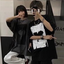 美式潮牌短袖t恤女夏季ins潮情侣装百搭宽松大码爱心印花半袖体恤