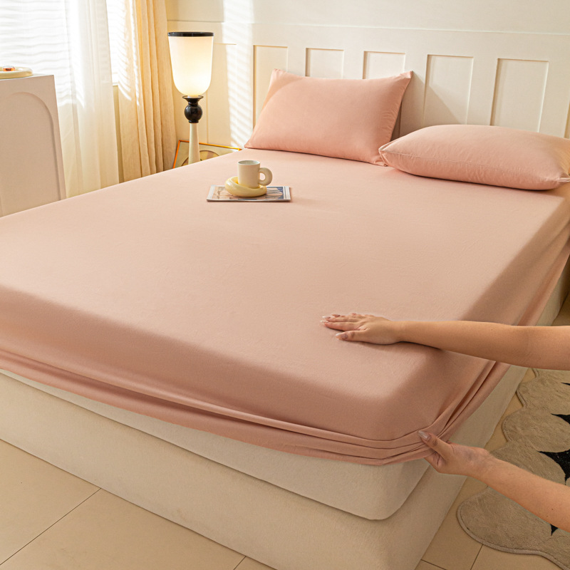 2024 nueva clase A de algodón simple color sólido cepillado de un solo producto funda de cama a prueba de polvo cubierta protectora de colchón todo incluido cuatro