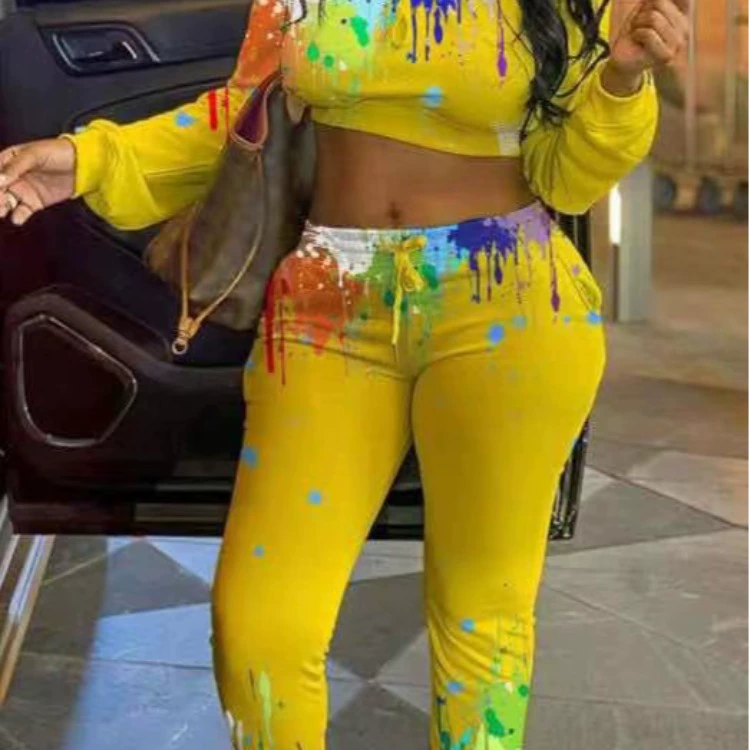 Осенне-зимний модный женский костюм с принтом тай-дай на Amazon AliExpress