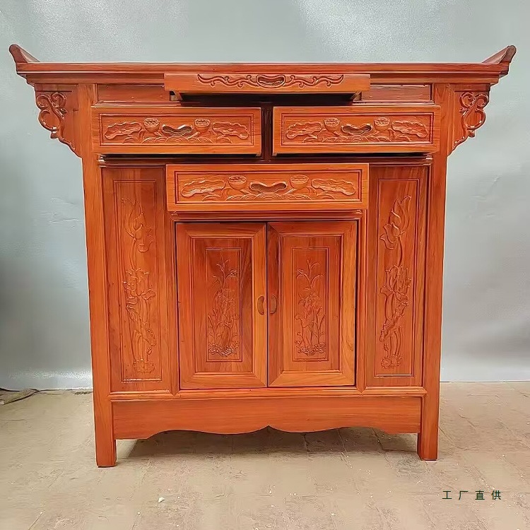 Old Elm Wood Altar Table for Home Use, Economical Solid Wood Shrine Cabinet, Offering Table, Incense Stand, Chinese-Style Simple Buddhist Niche