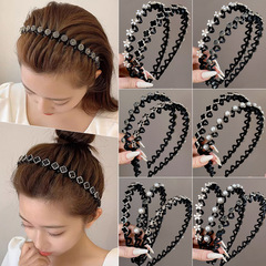 パールヘアバンド 女性用 前髪整理ツール 高級感 ヘアフープ 洗顔用 滑り止め ヘアピン ヘアアクセサリー