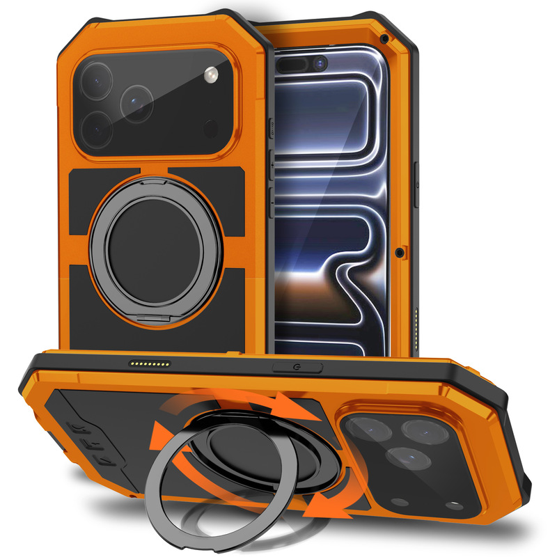 Cross-Border Applicable Ip17Pro Max Mobile Phone Case 360 ° Rotating Stand Anti-Fall Mobile Phone Protective Cover Wireless Charging