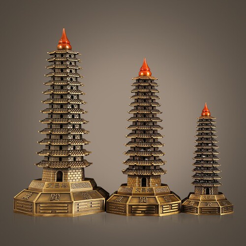 Factory Direct Wholesale Full Copper Wenchang Tower Ornament 13 Layers 13 Layers Home Living Room Desk Decor Craft Gift