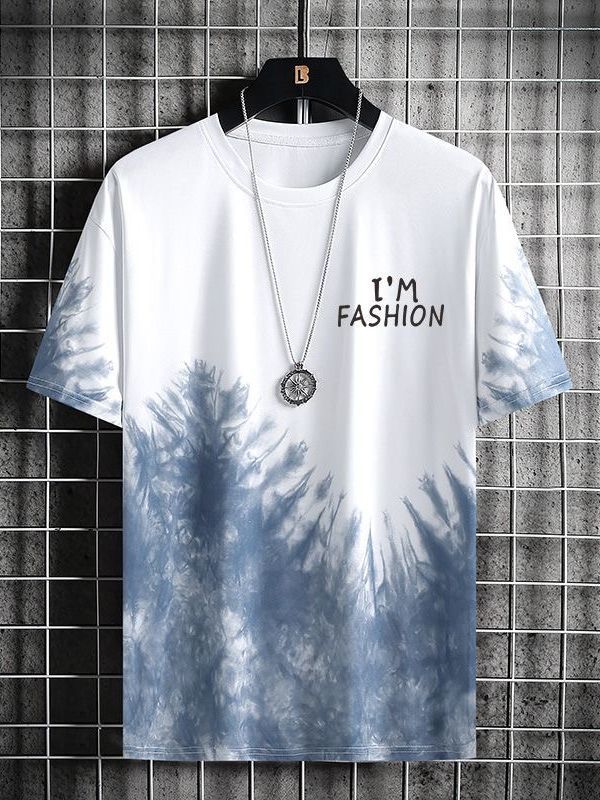 Verano nuevo gradiente de secado rápido camiseta de manga corta para hombres verano ins fresco hielo seda más tamaño suelta ropa casual superior