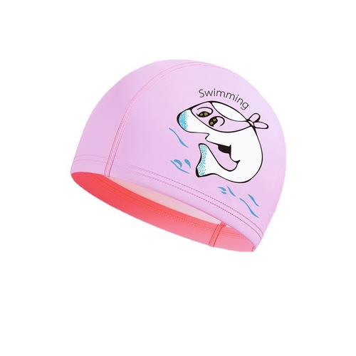 New PU layer swimming cap children's special waterproof swimming cap for small and medium-sized children loose cartoon cute swimming cap wholesale