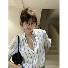 RL拉夫小马标竹节棉纯棉大条纹休闲春夏衬衫女防晒长袖上衣衫情侣