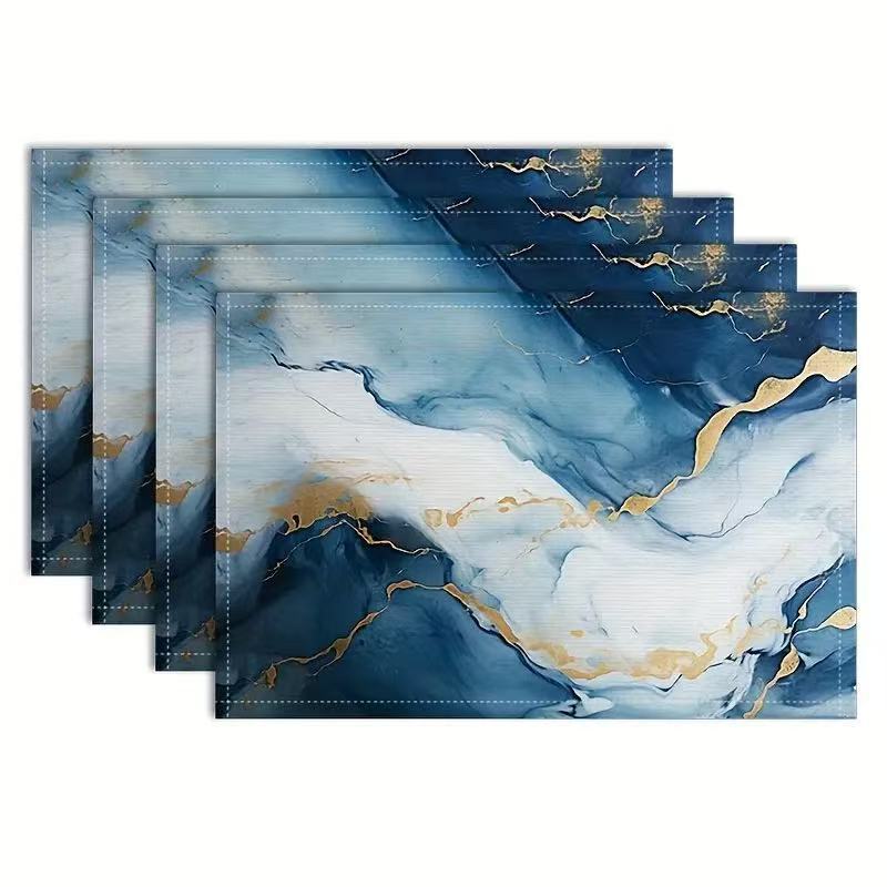 Nuevo poliéster cáñamo temu venta caliente oro negro mármol mantel moderno arte flor mantel restaurante decoración de la cocina