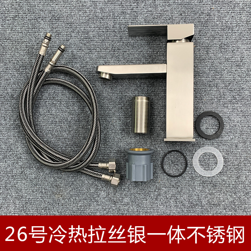 Grifo de Lavabo de Acero Inoxidable, Doble Función de Agua Fría y Caliente, para Lavabo de Baño, Encimera de Baño