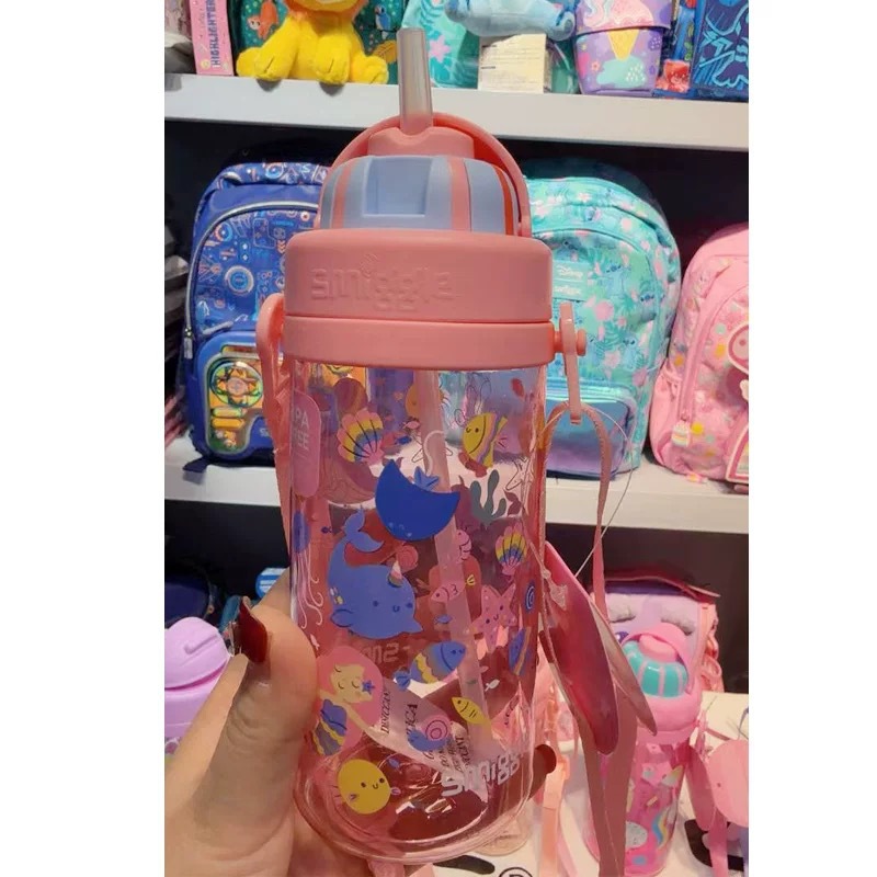 Australian smiggle taza de agua pajita plástico para niños estudiantes ligero y transparente taza de mano botella de agua de alto valor