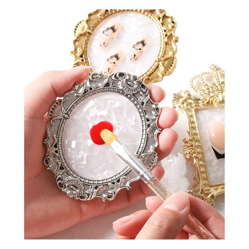 Nuevo retro manicura paleta imitación Shell corona marco de fotos esmalte de uñas pegamento paleta desgaste herramienta de visualización de uñas