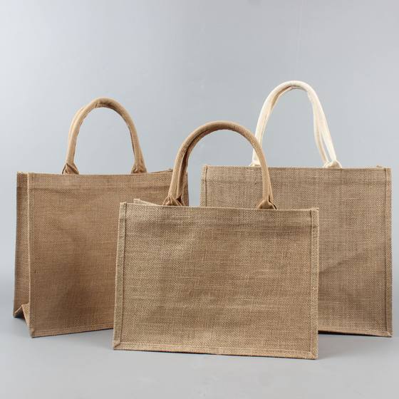 Factory gift promotional advertising linen bag custom coarse jute cloth portable shopping bags printed logo