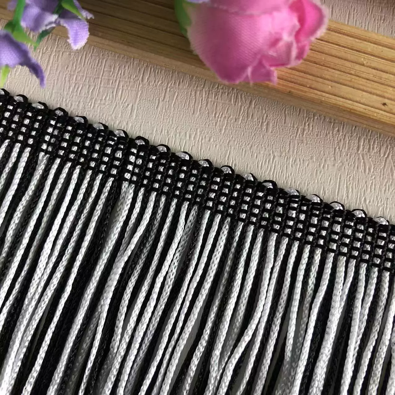 High 15-20cm Black and White Double Line Encryption Poward Latin Dance Soviet Performance Clothing Supplementary Materials
