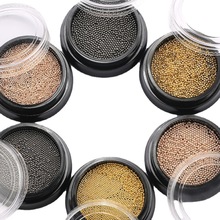 小钢珠美甲饰品0.8-1mm极小光面无孔银黑白玫瑰金金属微珠美甲钻