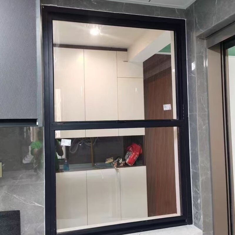 American-style up-and-down sliding window, aluminum alloy serving window for kitchen and bathroom, DIY installation, push-and-pull, lift-up glass window