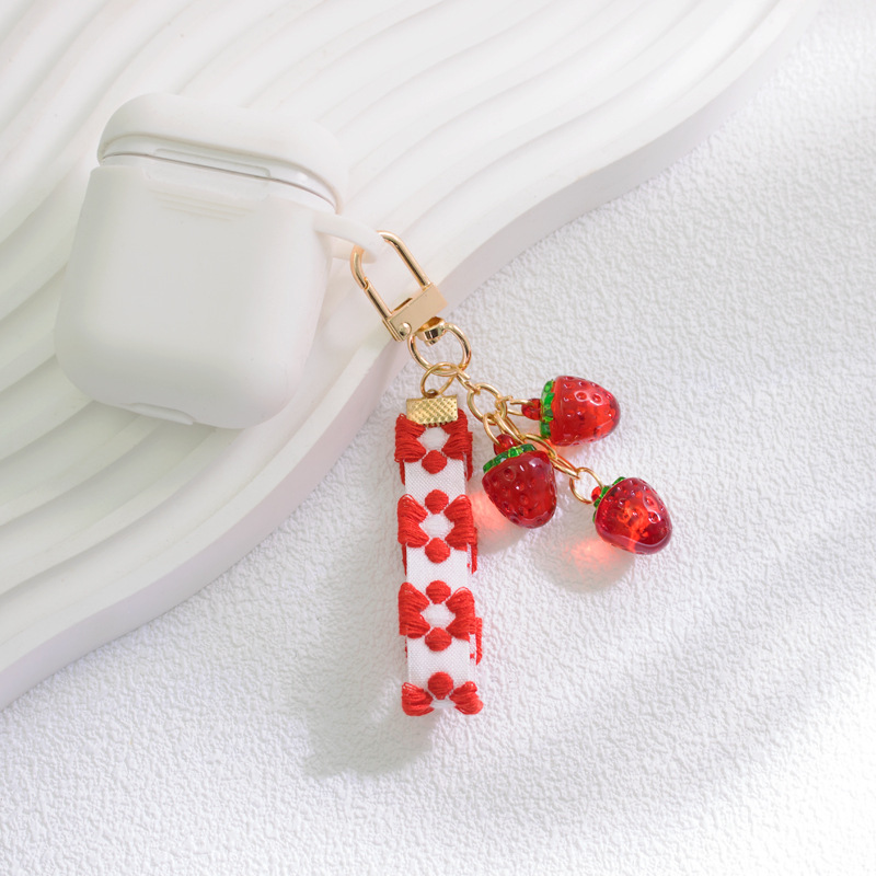 Cute Sweet  Strawberry Arylic Bag Pendant Keychain display picture 6