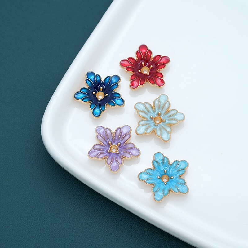 Color retaining alloy oil drop flower lotus new Chinese style Hanfu hair accessories headdress hair crown accessories material accessories
