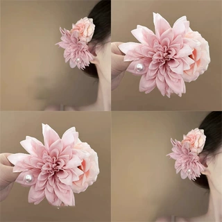 甜美双花发夹度假风仿真花鸭嘴夹2025新款侧边夹古风拍照头饰发饰