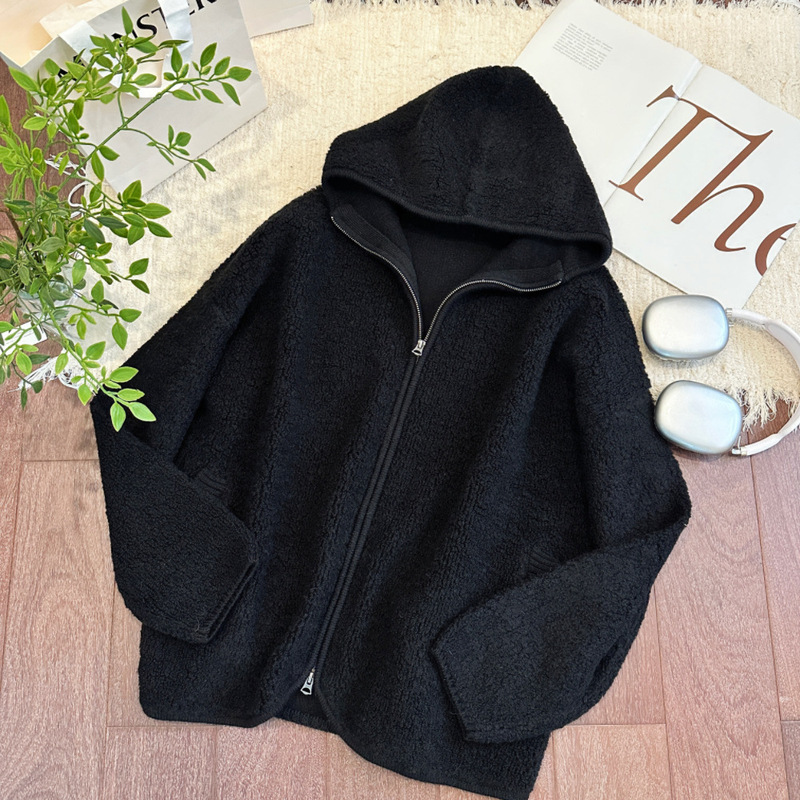 In Stock/Homebody No*T Natural Curly 100% Sheep Wool Dynamic Heat-Retaining Loose Hooded Double-Ended Plush Coat In Stock/Homebody No*T Natural Curly 100% Sheep Wool Dynamic Heat-Retaining Loose Hooded Double-Ended Plush Coat
