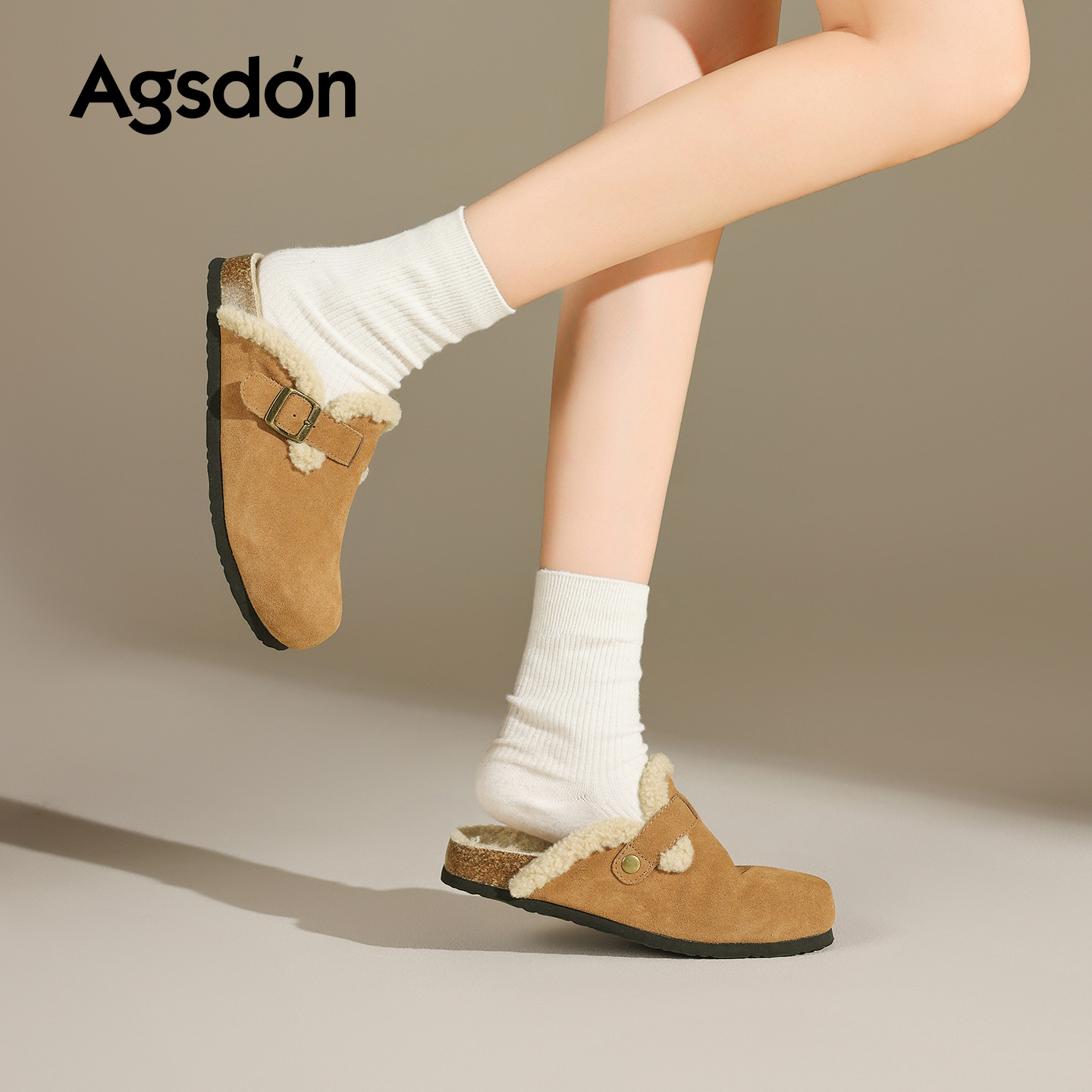 2026 nuevo estilo de primavera de zapatillas de algodón de un solo pie más veludo y grueso perezoso