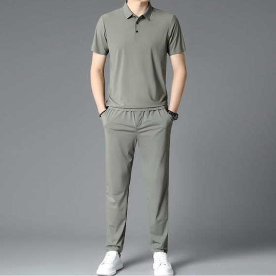 Summer New Business Men's Sports and Leisure Suits for Young and Middle-Aged People, Fashionable and Versatile Two-Piece Suits, High-End Men's Clothing 82