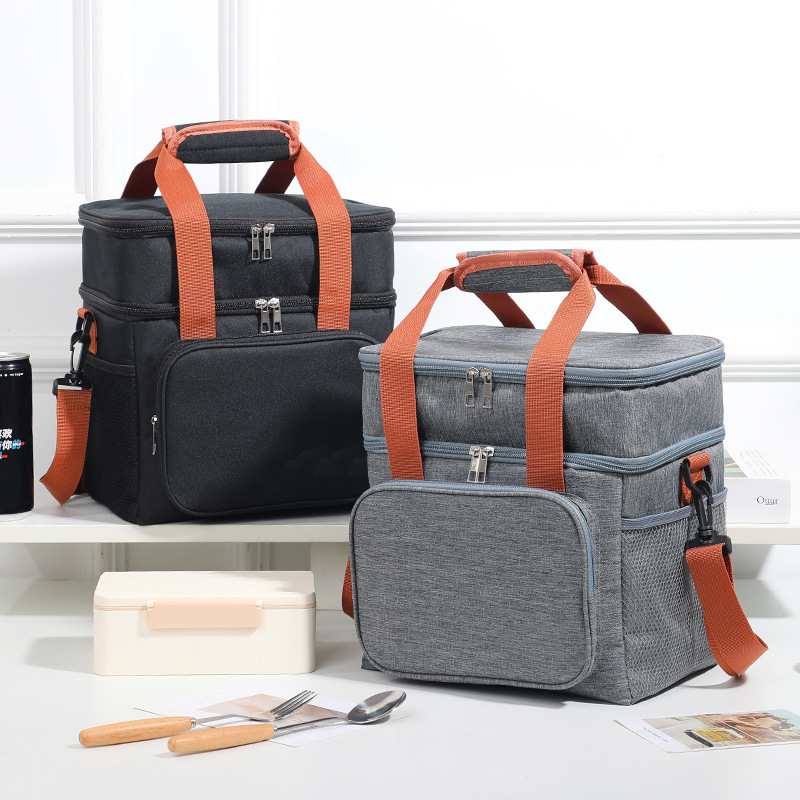 Bolsa de aislamiento térmico de alta capacidad de doble capa, bolsa de pícnic, bolsa de hielo, bolsa de almuerzo a prueba de agua, bolsa de mano gruesa
