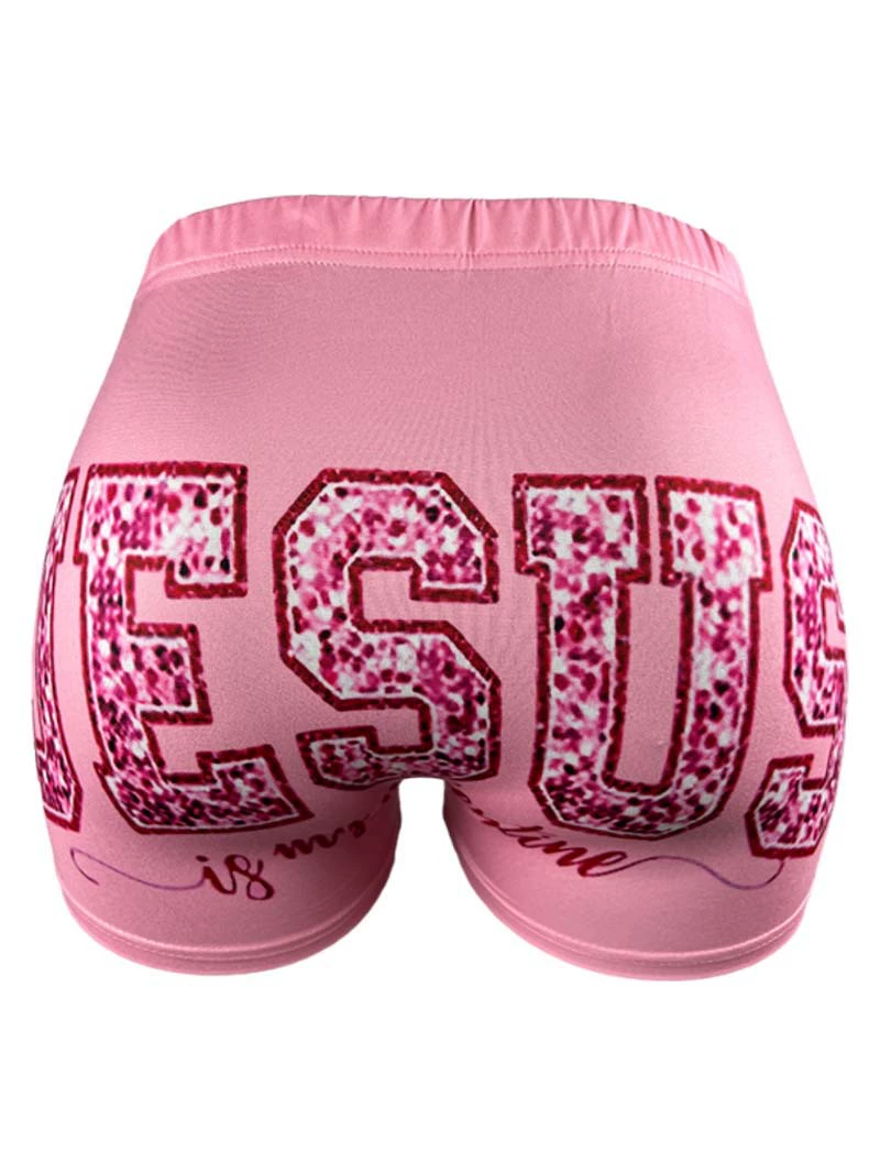 Fuchsia knitted shorts, leggings