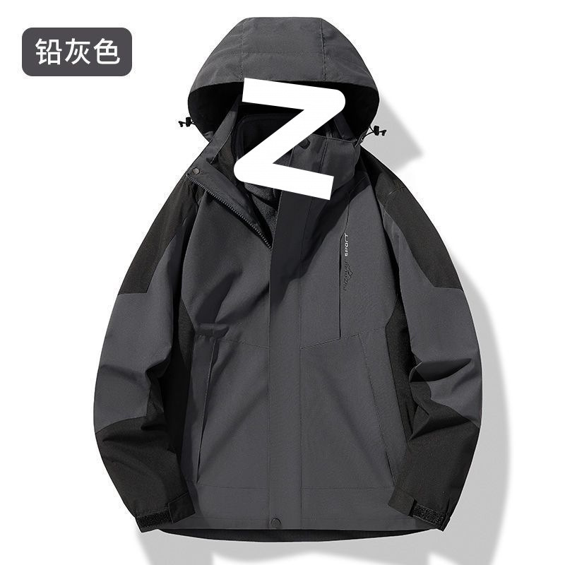 男性用屋外スリーインワン取り外し可能なジャケット、防風性と防水性、釣り用の暖かい春と秋の薄いジャケット、女性用の登山ジャケット|undefined