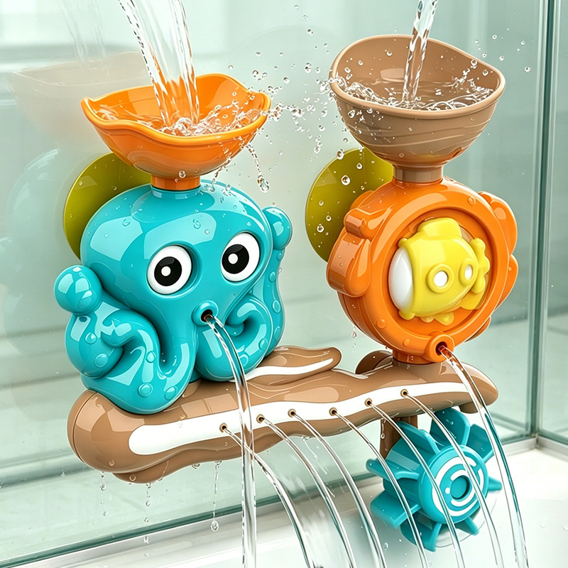 Cross-border Amazon children's octopus spinning water play educational bath toys wholesale