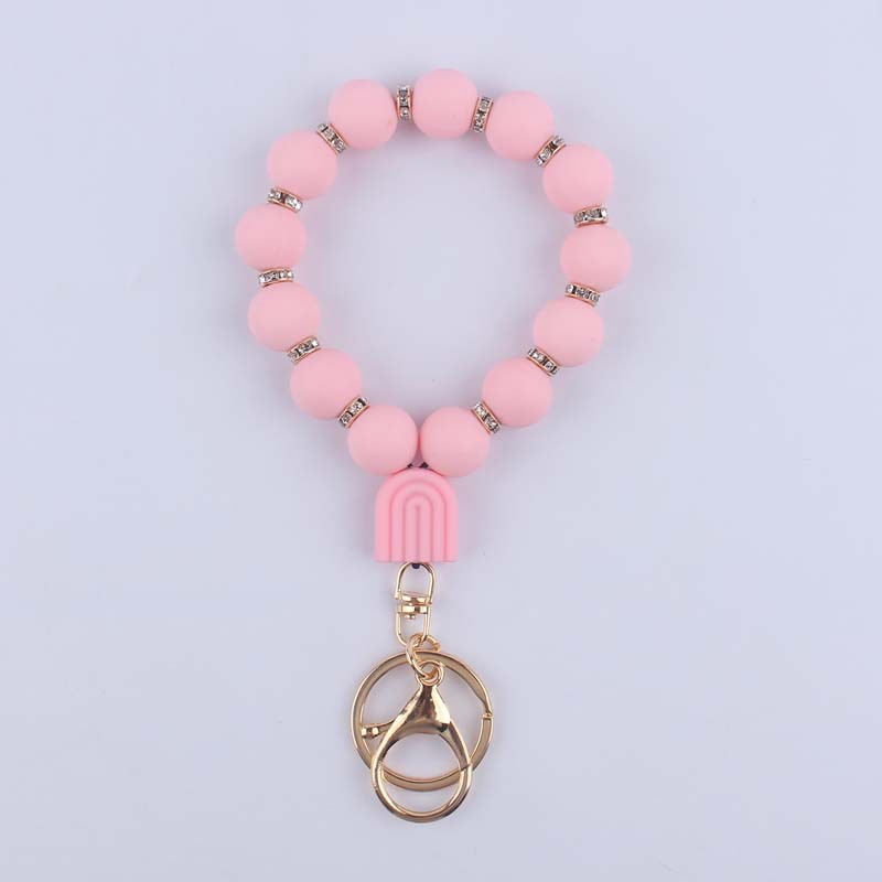 Alloy, Silica Gel Material Solid Color Pattern Artistic Solid Color Alloy Silica Gel Beaded Women's Keychain