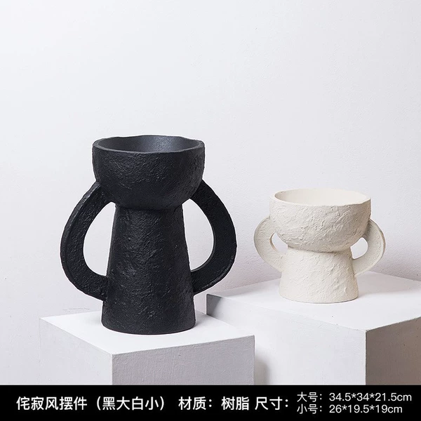 Both ear ornaments-Combination 1 Black Big and White Small