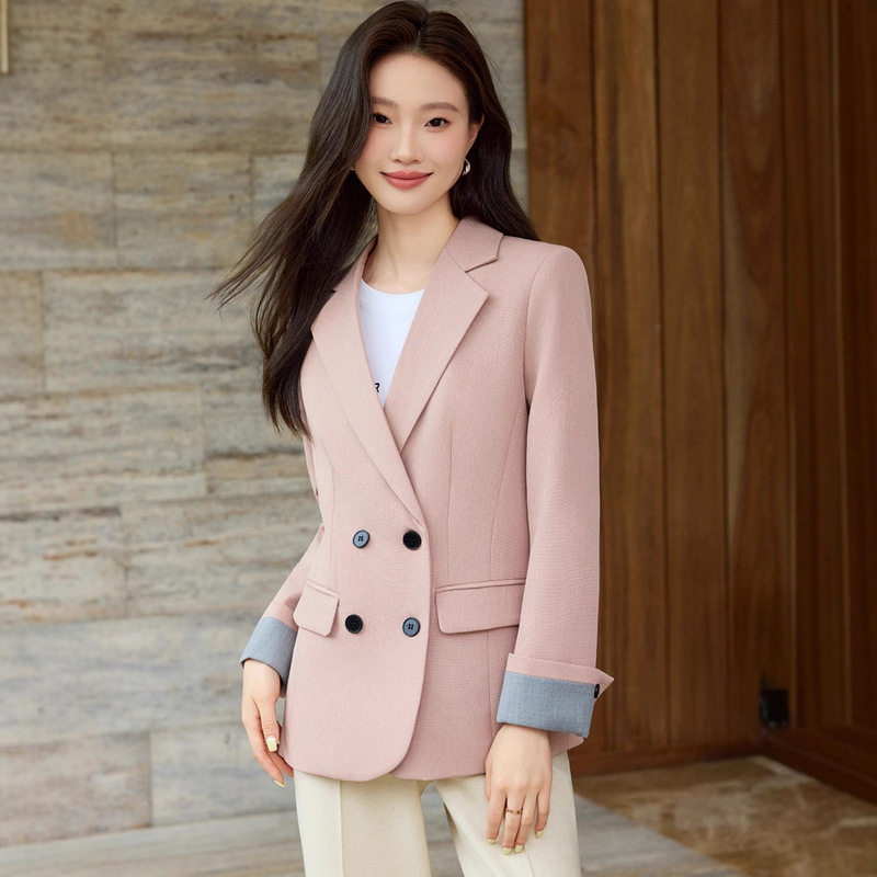 Women's Small Blazer Spring and Autumn 2025 New Korean Style Slim Fashion Elegant Retro Double-Breasted Suit Jacket