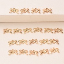 DIY饰品配件 保色合金蝴蝶结双孔挂坠 发簪流苏耳环蝴蝶结吊坠