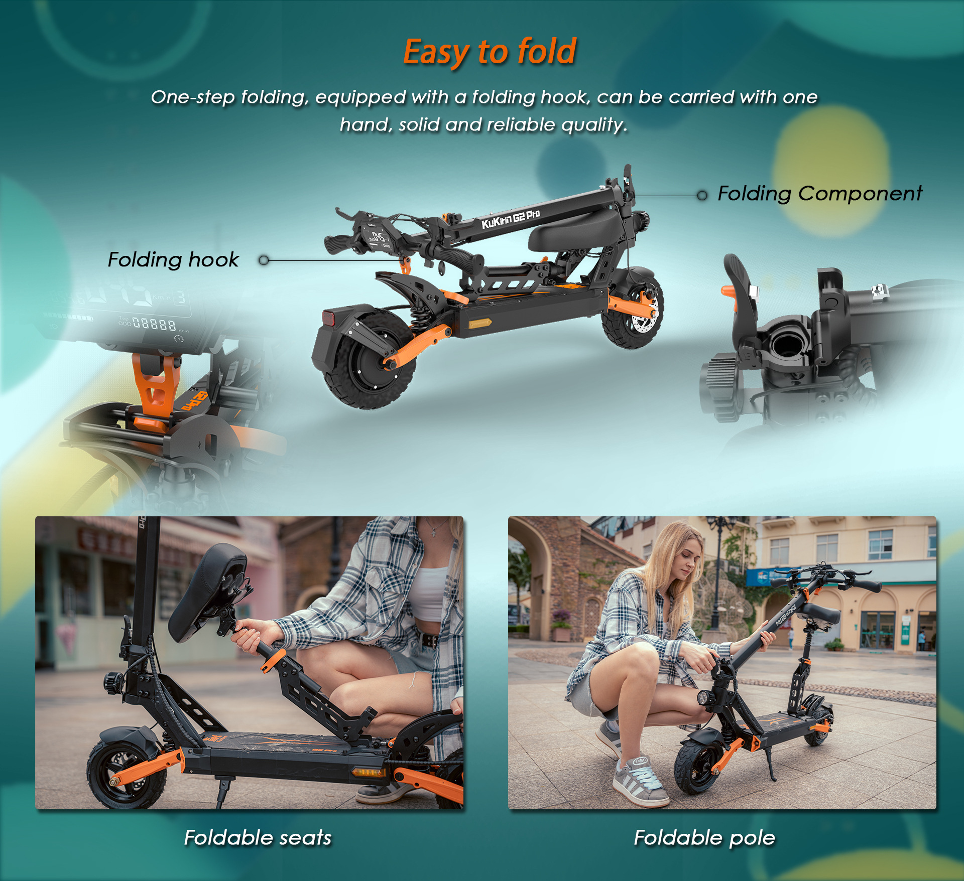 Kukirin G2Pro Electric Scooter Can Be Used for Sitting and Riding, Three-In-One 90% off Wheel Electric Mobility Scooter