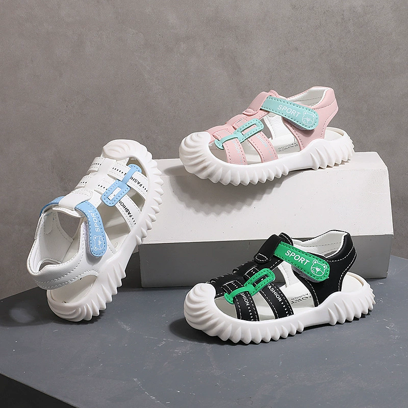 2024 Летняя новая детская обувь для малышей с мягким дном для мальчиков Баотоу сандалии для девочек полые нескользящие ходки